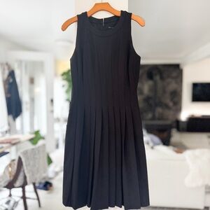 WHBM Black Sleeveless Scoop-neck pleated fit and flare MIDI Dress